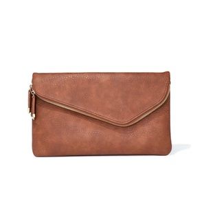 Stella Crossbody Envelope Zip Clutch- Tan